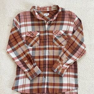 Women’s Casual Plaid Shirt - Brown and Cream